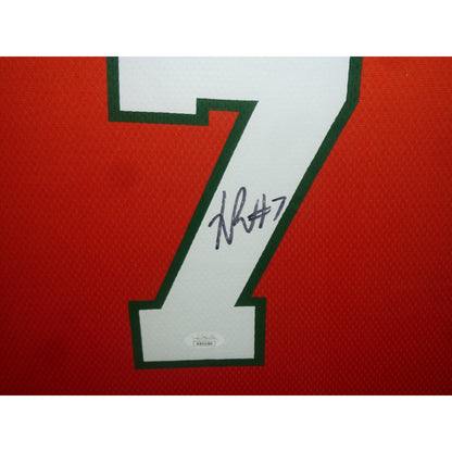 Xavier Restrepo Autographed Miami Hurricanes (Orange #7 Adidas) Framed Jersey - JSA