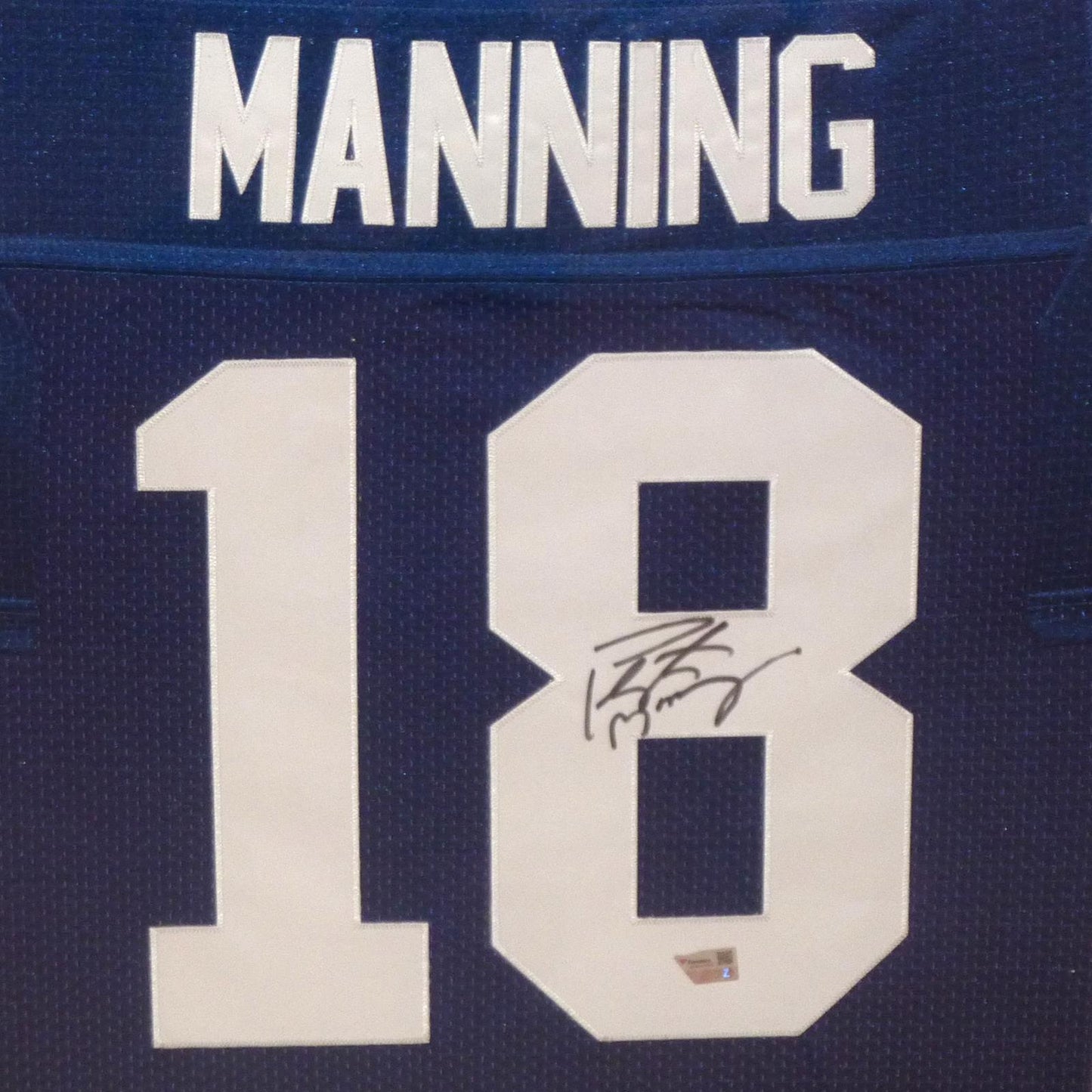 Peyton Manning Autographed Indianapolis Colts (Blue #18) Deluxe Framed Jersey - Fanatics