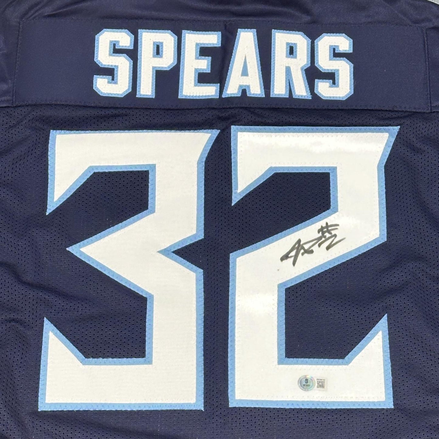 Tyjae Spears Autographed Tennessee (Navy Blue #32) Custom Jersey - Beckett