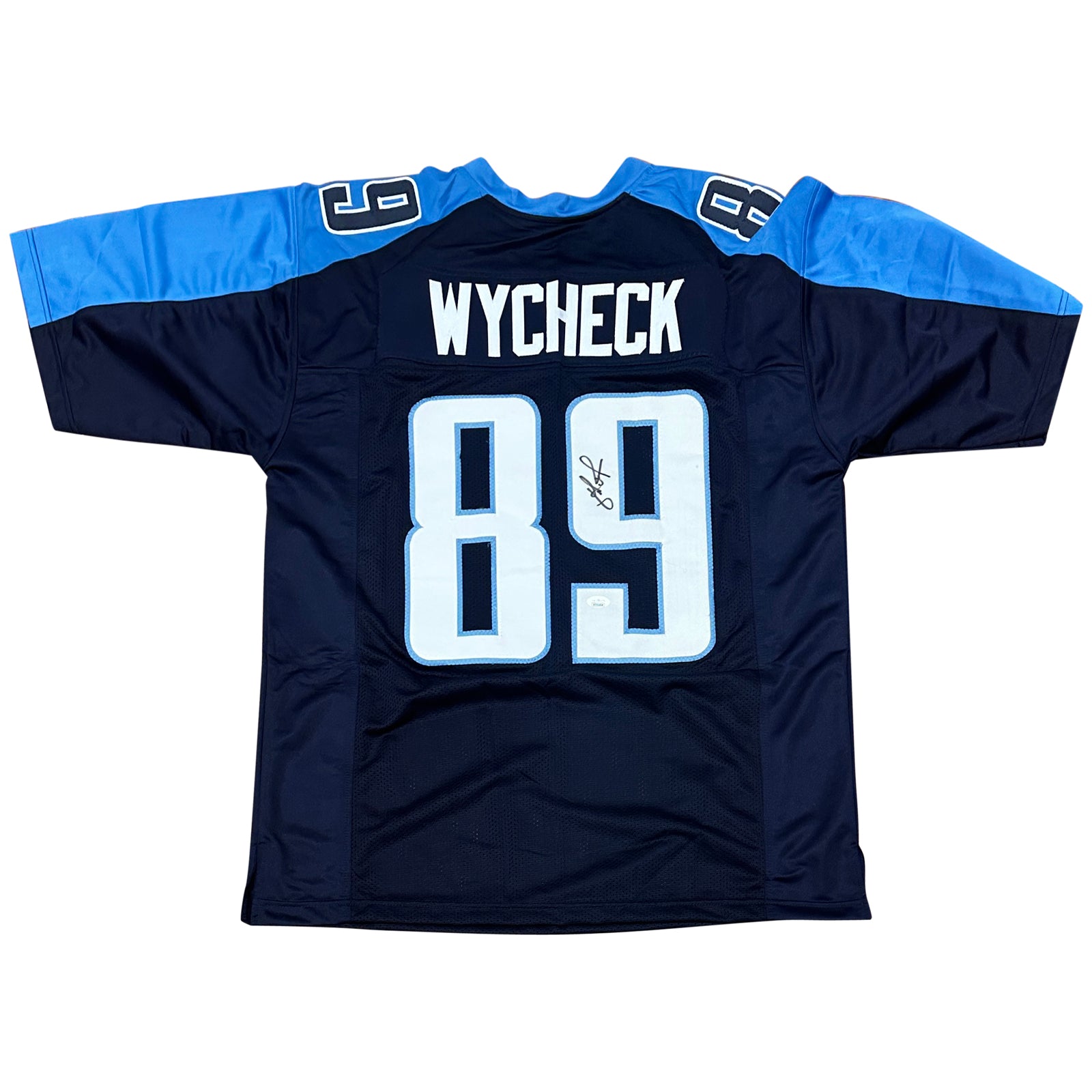 Frank Wycheck Autographed Tennessee (Navy Blue #89) Custom Jersey - Beckett