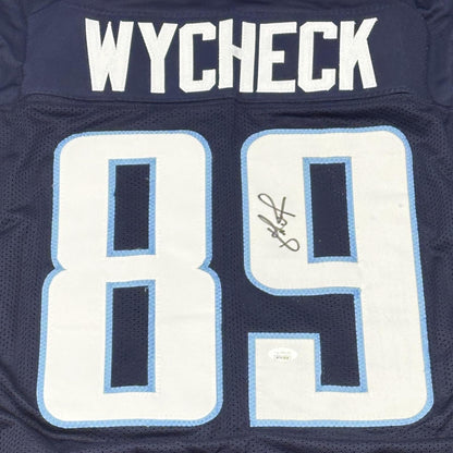 Frank Wycheck Autographed Tennessee (Navy Blue #89) Custom Jersey - Beckett