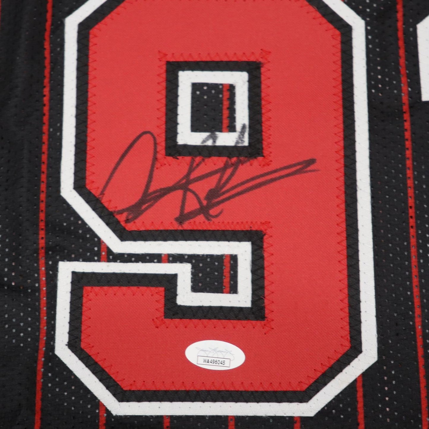 Dennis Rodman Autographed Chicago Bulls (Black Pinstripe #91) Jersey - JSA