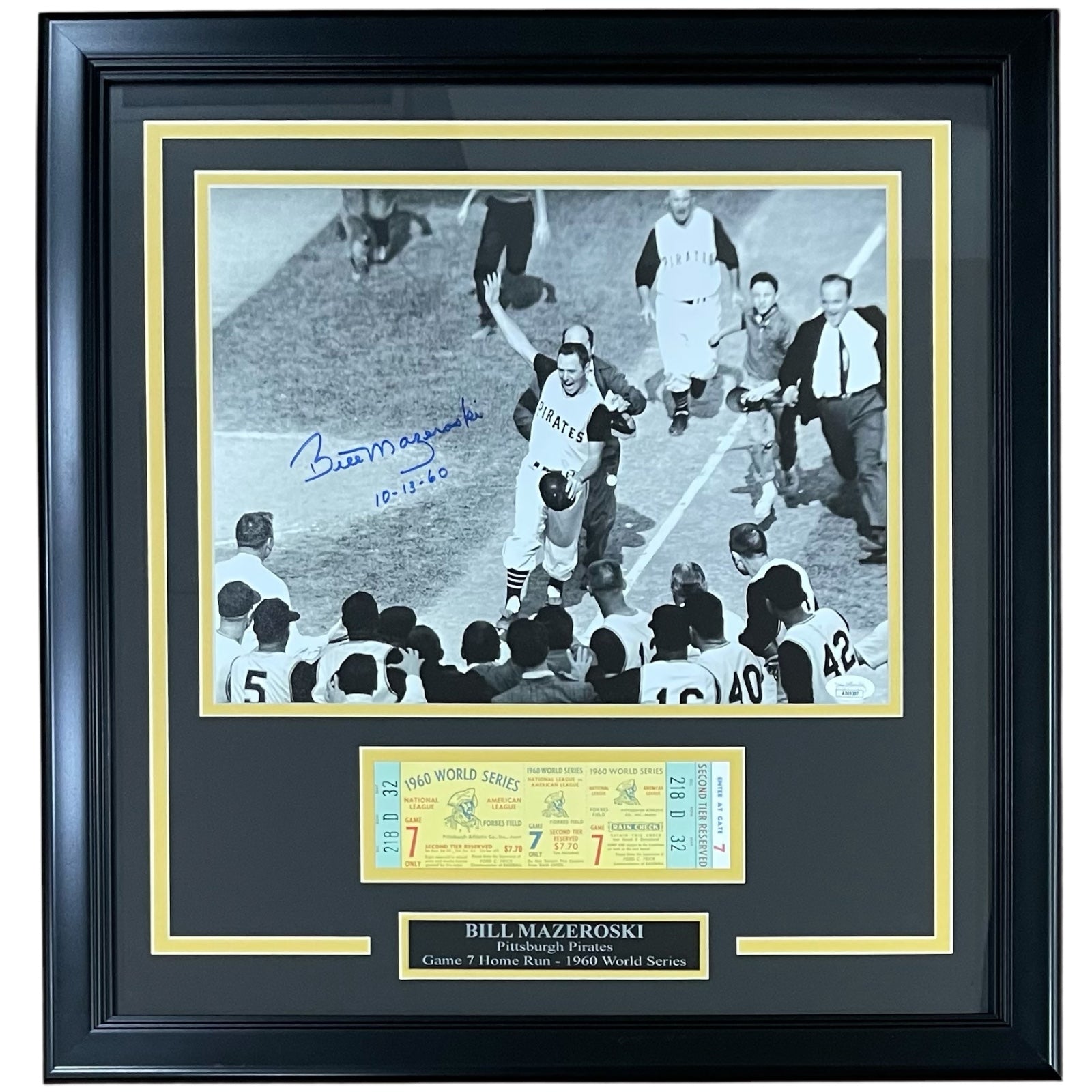 Bill Mazeroski Autographed Pittsburgh Pirates (1960 WS HR) Deluxe Framed 11x14 Photo w/ Replica Game Ticket - JSA