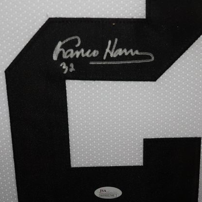 Franco Harris Autographed Pittsburgh (White #32) Deluxe Framed Jersey JSA