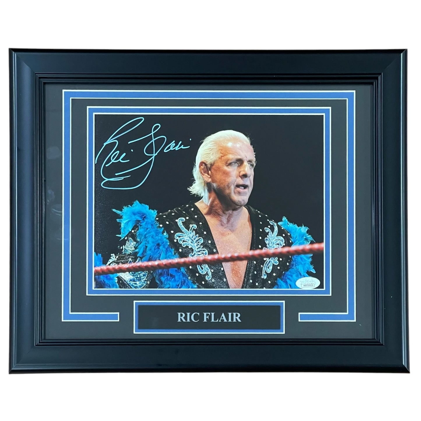 Ric Flair Autographed Wrestling (Blue Robe Horizontal) Deluxe Framed 8x10 Photo - JSA