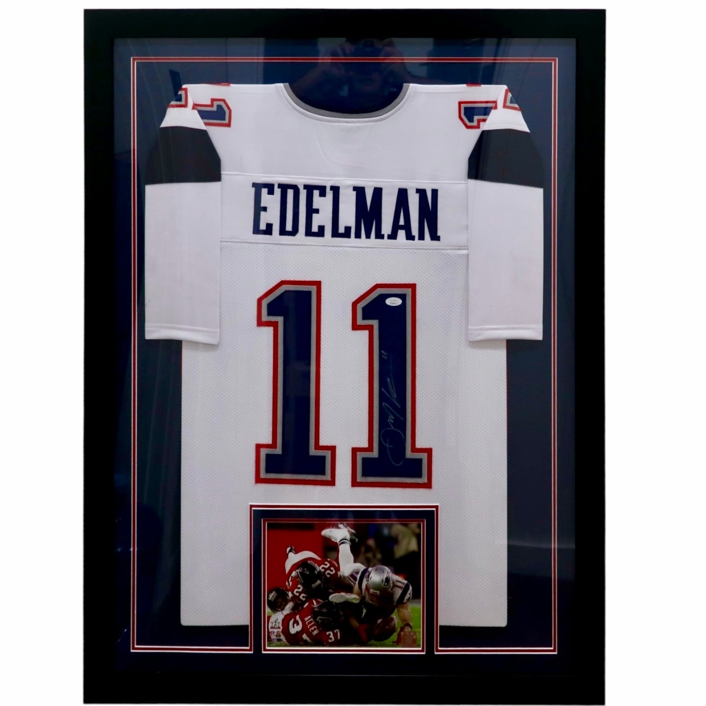 Julian Edelman Autographed New England Patriots (White #11) Framed Jersey - JSA