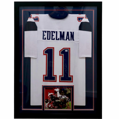 Julian Edelman Autographed New England Patriots (White #11) Framed Jersey - JSA