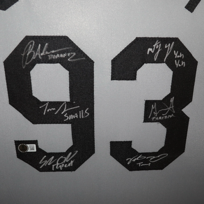 The Sandlot Cast Autographed (Grey #93) Framed Custom Baseball Jersey - 6 Signatures - Beckett