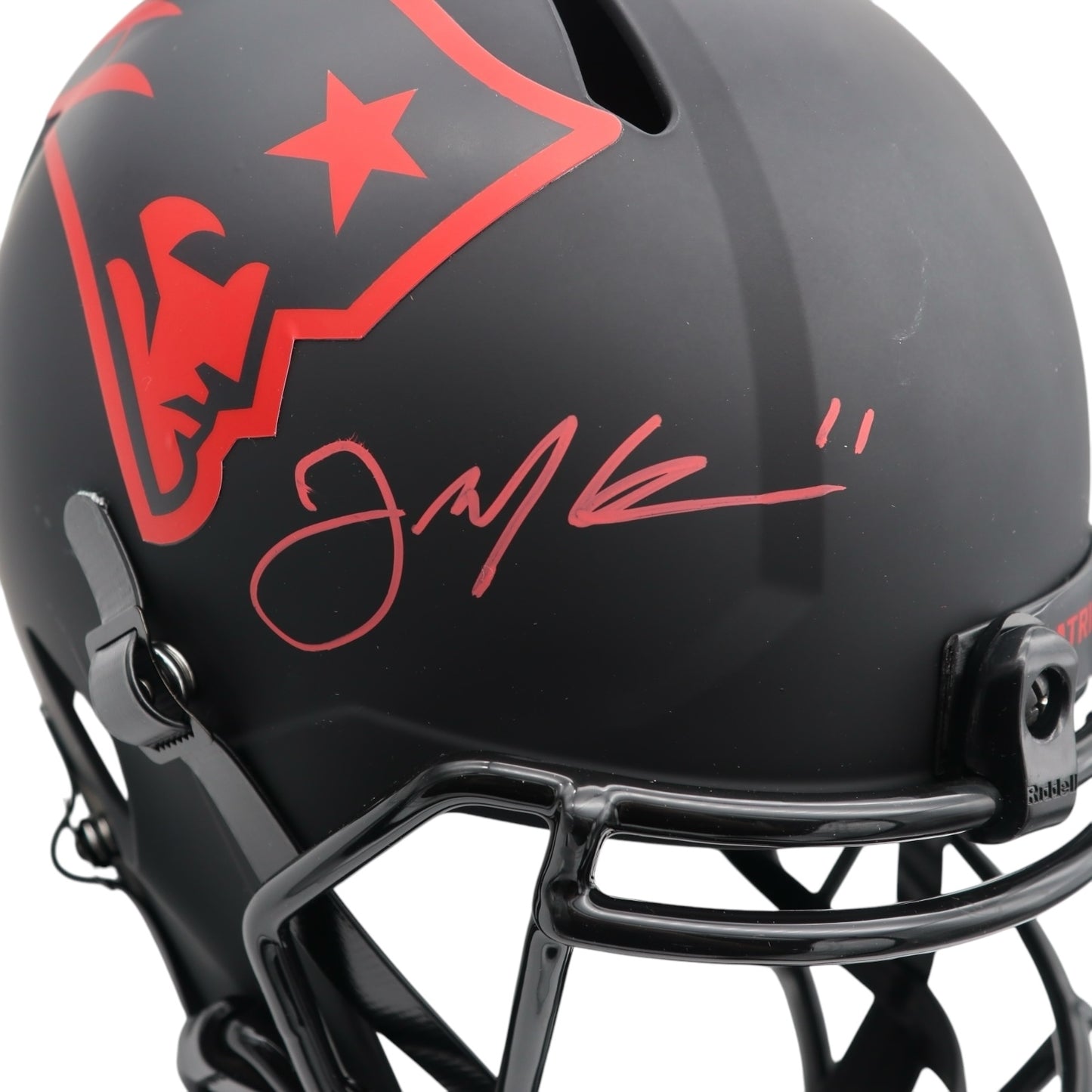 Julian Edelman Autographed New England Patriots (Eclipse Alternate) Full-Size Helmet - JSA