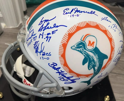 1972 Miami Dolphins Team And Don Shula Autographed (Throwback) Deluxe Full-Size Replica Helmet - 24 signatures CSA