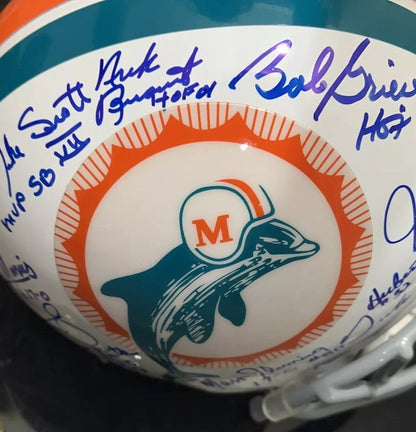 1972 Miami Dolphins Team And Don Shula Autographed (Throwback) Deluxe Full-Size Replica Helmet - 24 signatures CSA