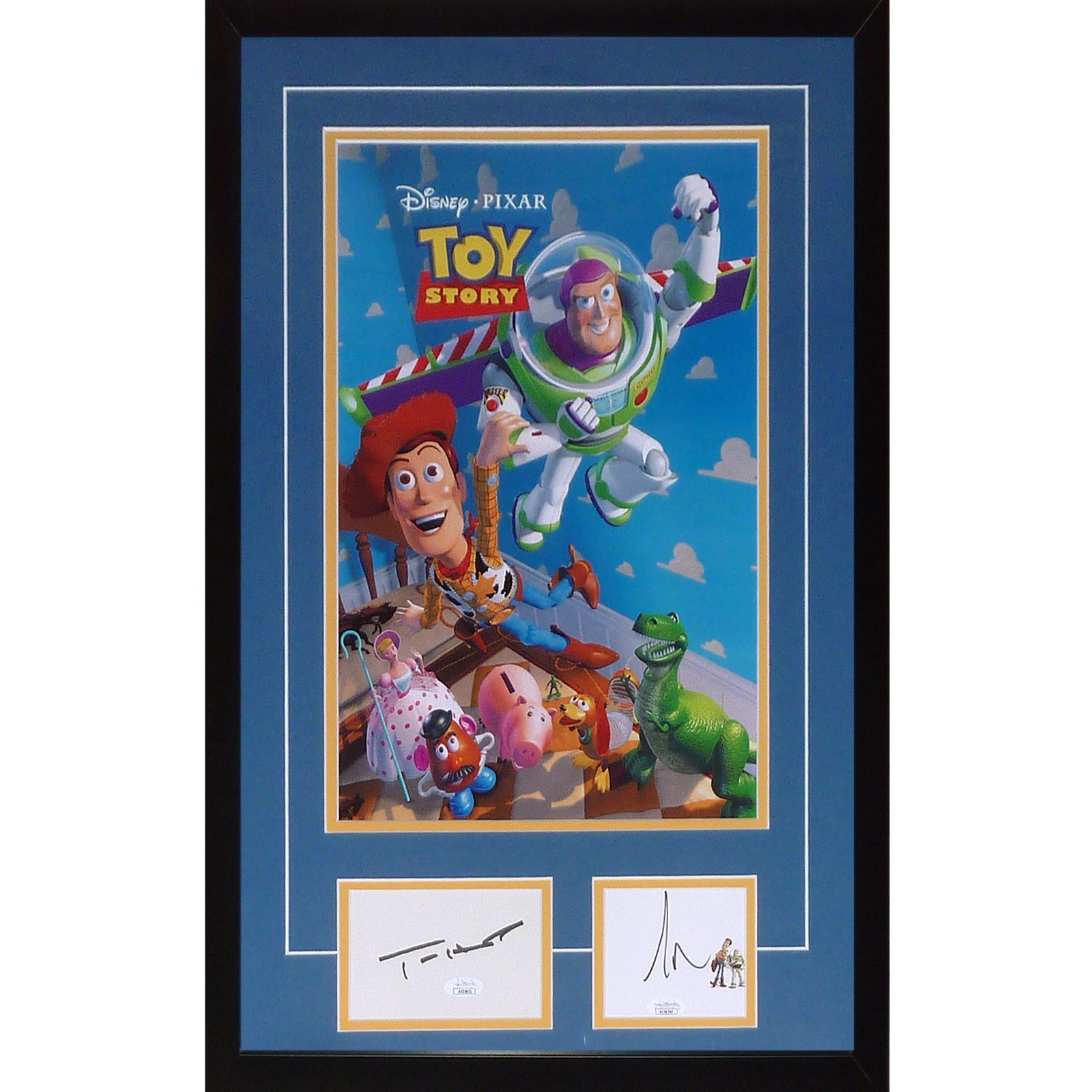 Toy Story 11x17 Movie Poster Deluxe Framed with Tim Allen and Tom Hanks Autographs - JSA