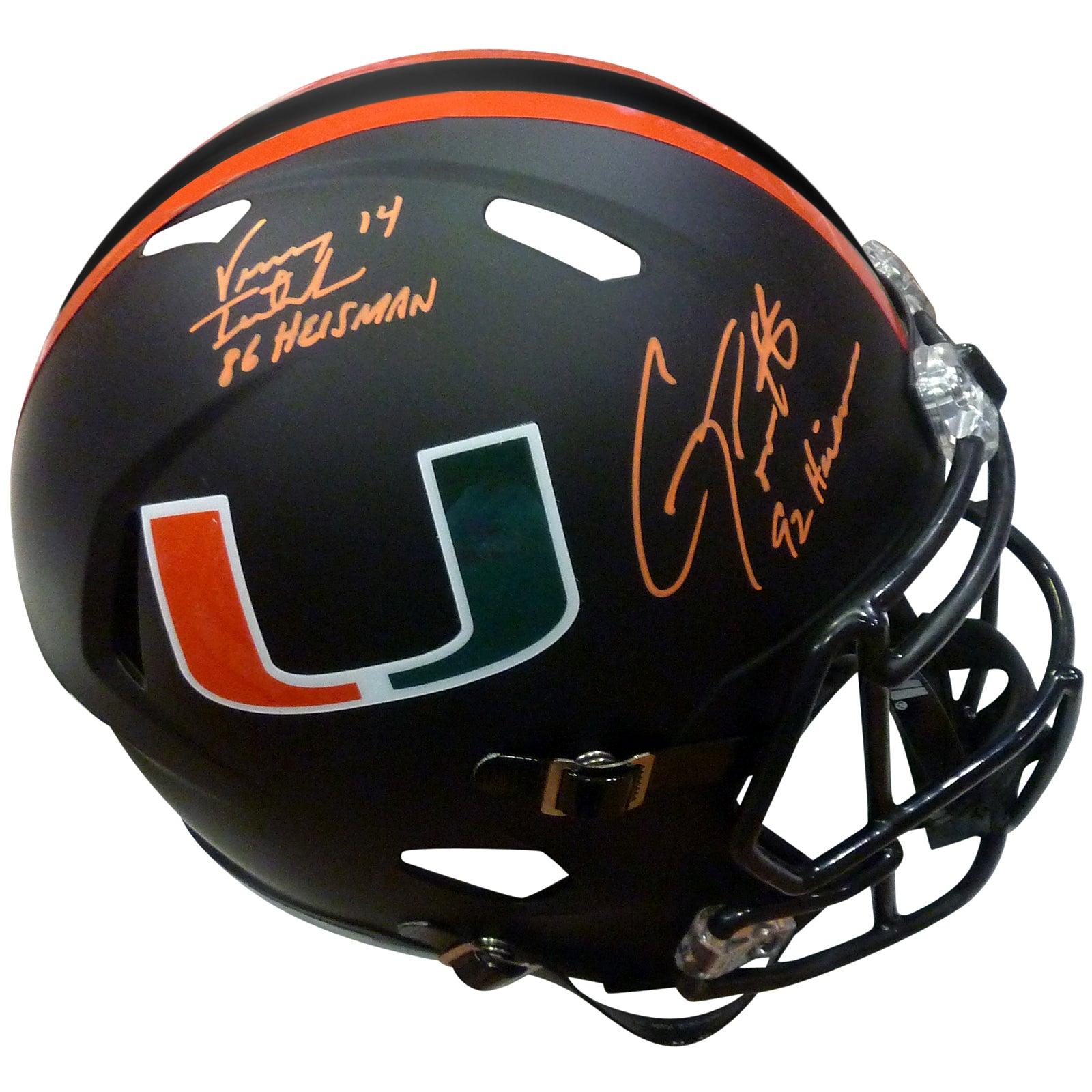 Vinny Testaverde And Gino Torretta Autographed Miami Hurricanes (Miami Nights) Deluxe Full-Size Replica Helmet - Beckett