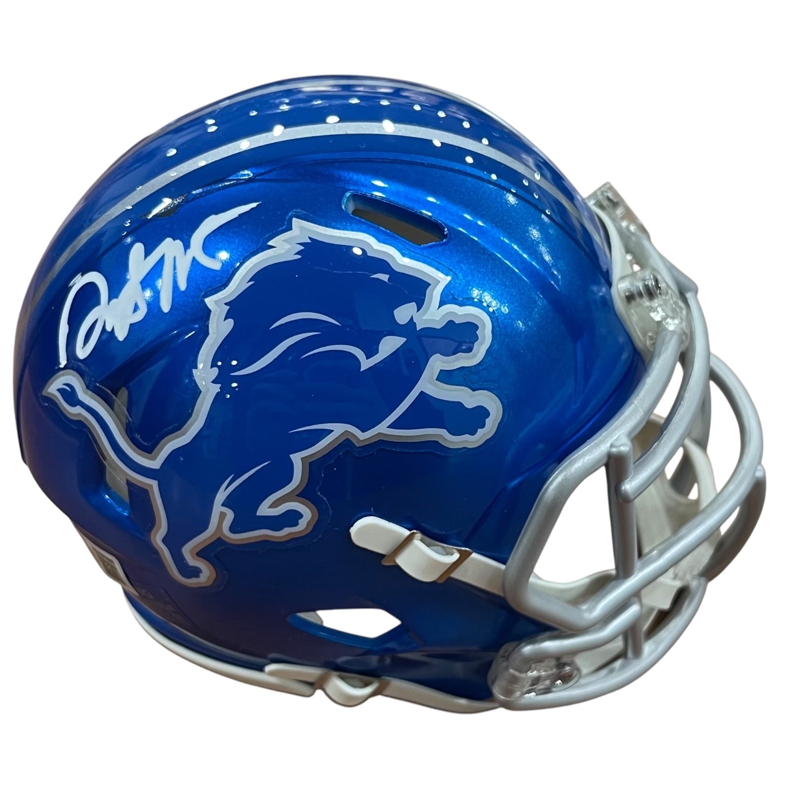 David Montgomery Autographed Detroit Lions (FLASH Alternate) Mini Helmet - Beckett