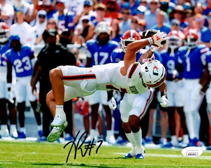 Xavier Restrepo Autographed Miami Hurricanes (Horiz Catch) 8x10 Photo - JSA