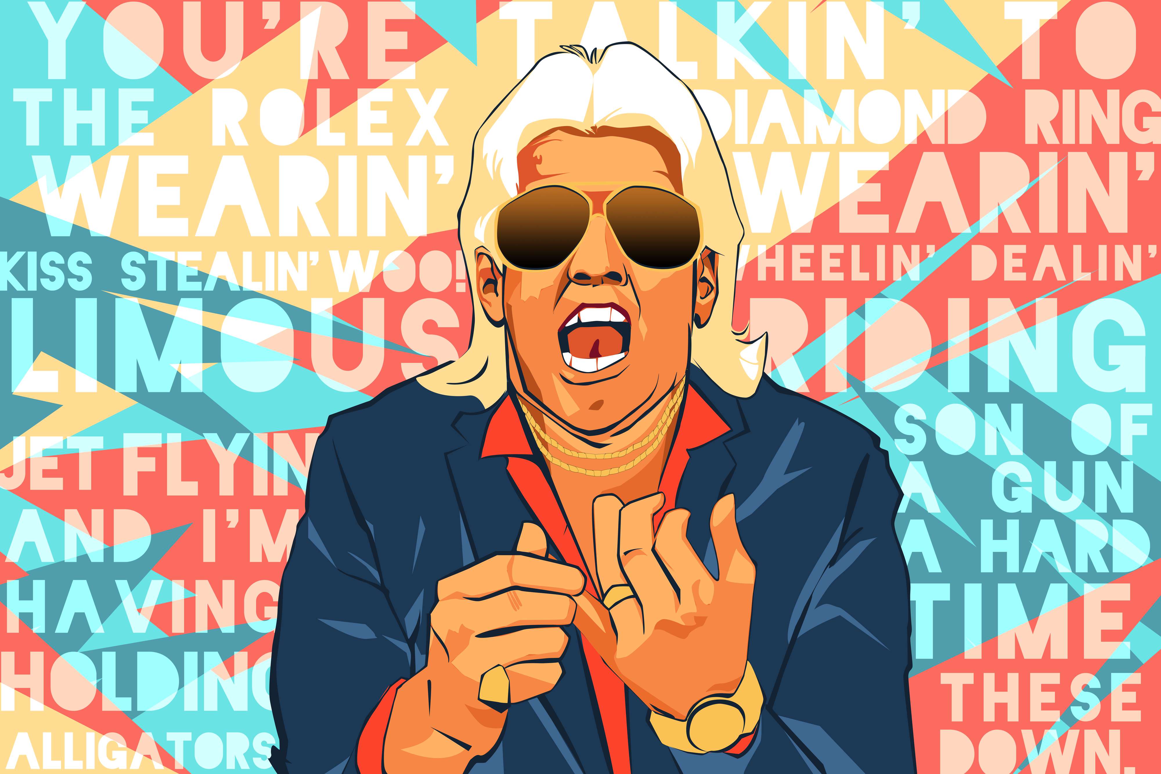 PRESALE - RIC FLAIR SIGNED ANIMATED 12x18 PHOTO