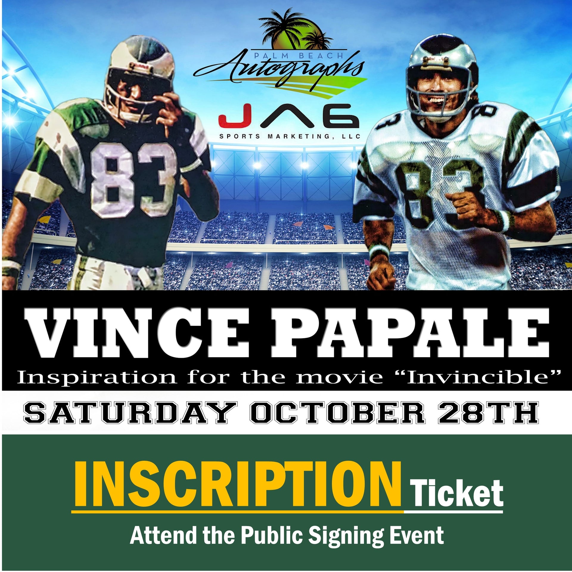 Vince Papale Autographed Philadelphia Eagles (Green #83) Custom Jersey –  Palm Beach Autographs LLC