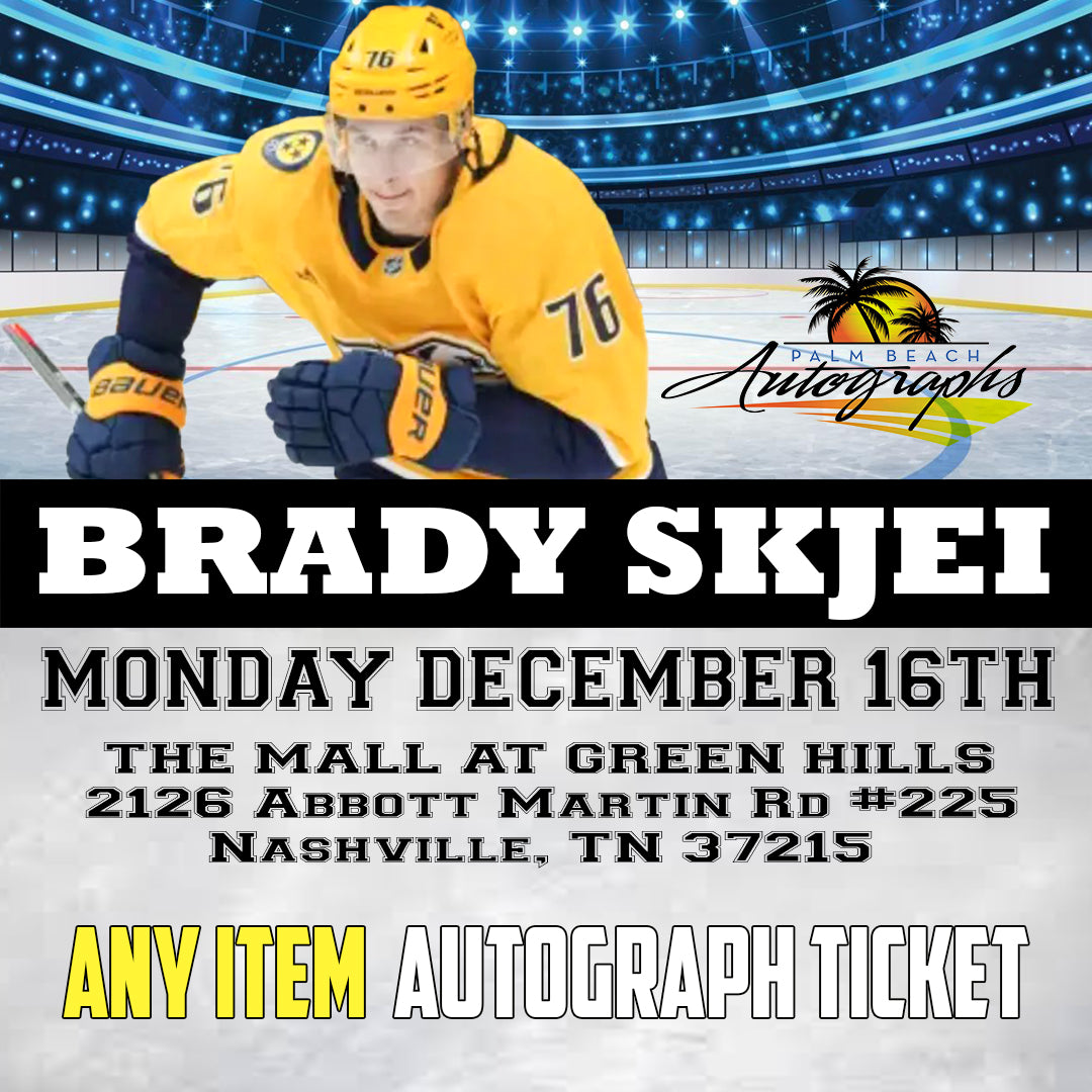 BRADY SKJEI ANY ITEM AUTOGRAPH TICKET - Nashville In-Store Public Signing - December 16th, 2024 - NOT ELIGIBLE FOR DISCOUNTS OR COUPONS - YOU MUST SELECT AN OPTION OR YOUR ORDER WILL BE CANCELLED