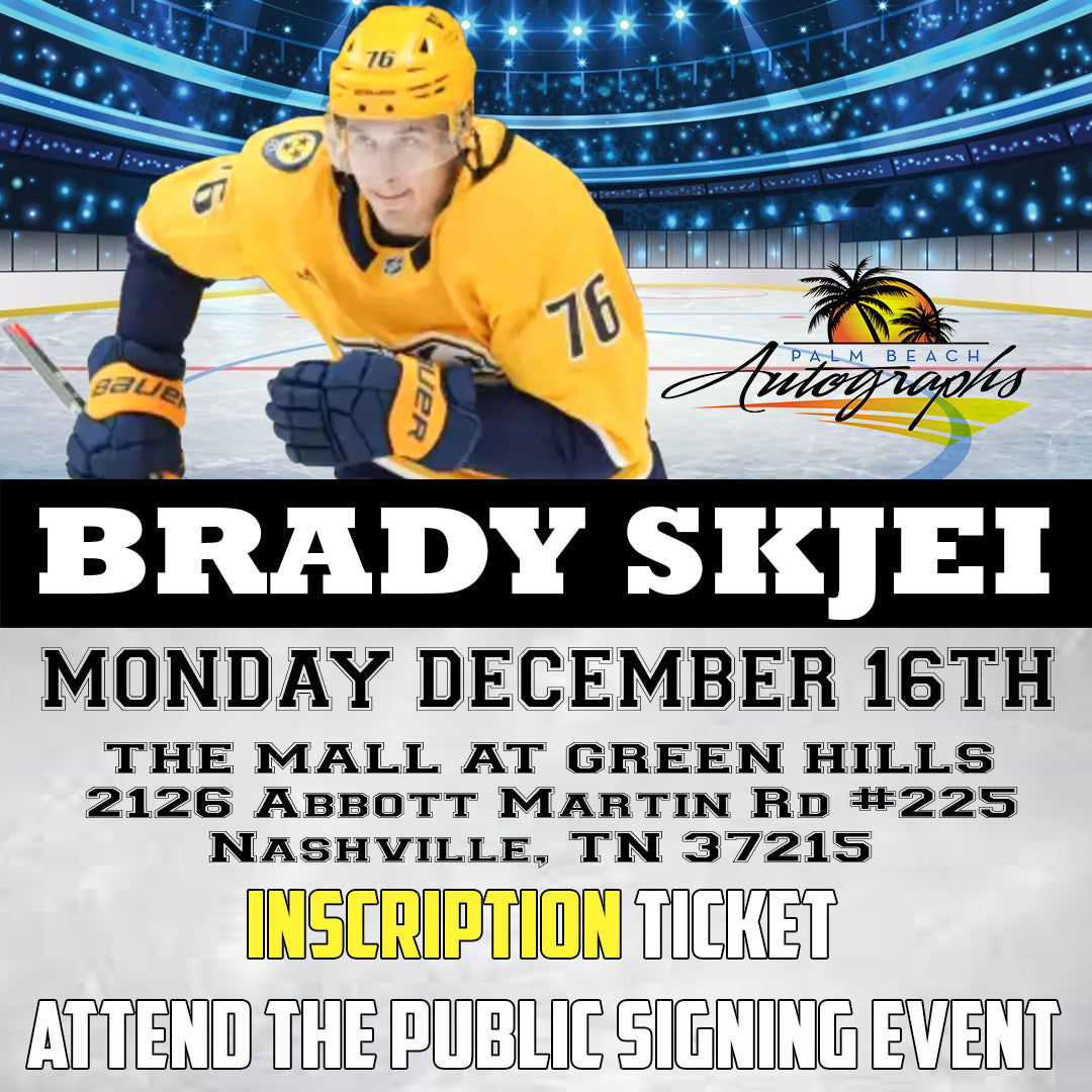 BRADY SKJEI INSCRIPTION TICKET - Nashville In-Store Public Signing - December 16th, 2024 - NOT ELIGIBLE FOR DISCOUNTS OR COUPONS - YOU MUST SELECT AN OPTION OR YOUR ORDER WILL BE CANCELLED