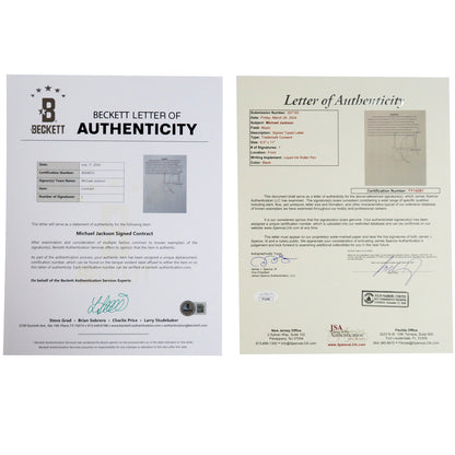 Michael Jackson Autographed Contract Music Display 20 by 24 Framed Piece - JSA , BAS