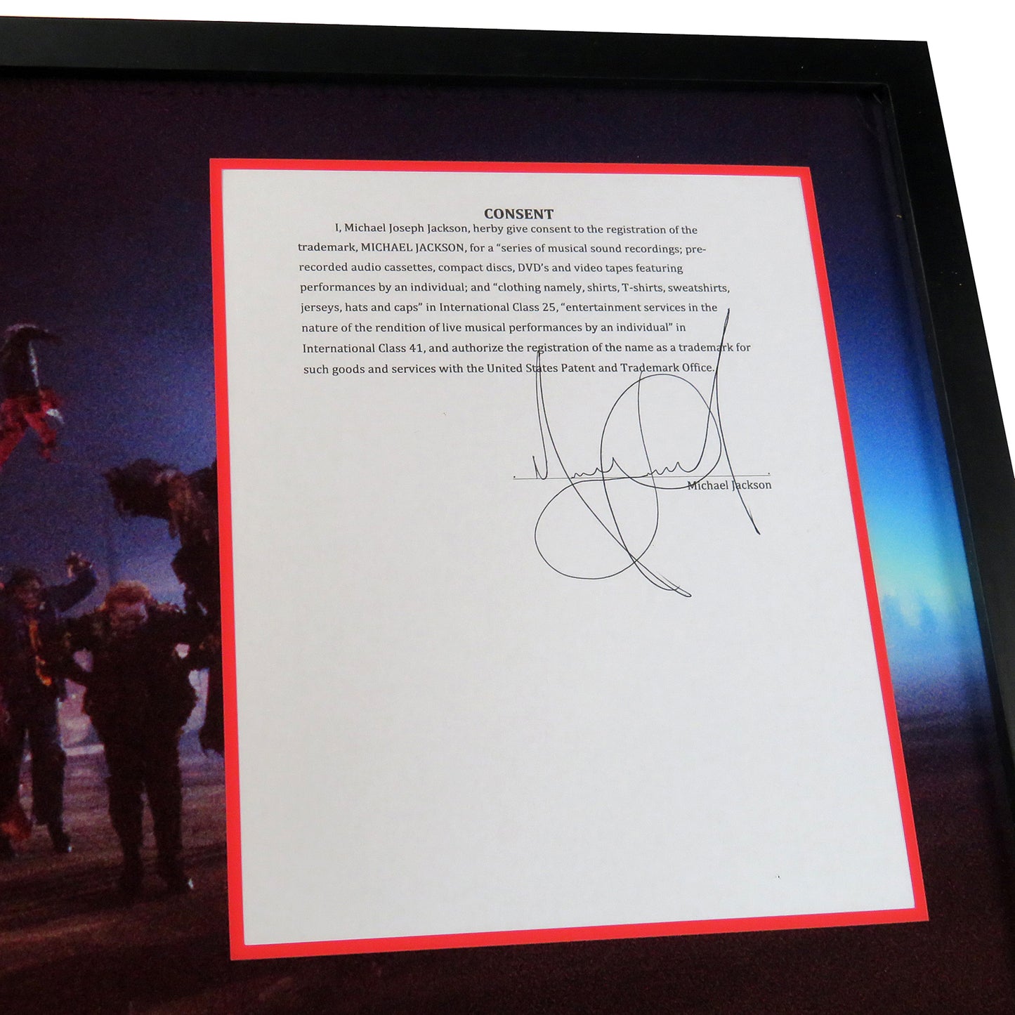 Michael Jackson Autographed Contract Music Display 20 by 24 Framed Piece - JSA , BAS