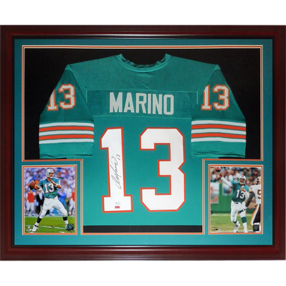 Dan Marino Autographed Miami Dolphins (Teal #13) Deluxe Framed