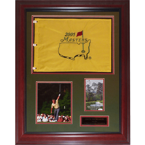 Jack Nicklaus Autographed 6-time Masters Champion Deluxe Framed Flag Piece - JSA