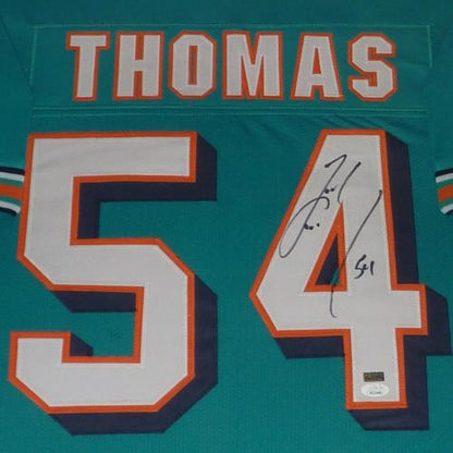 Zach Thomas Autographed Miami Dolphins (Teal #54) Deluxe Framed Jersey - JSA