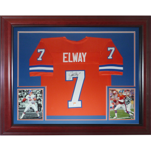 John Elway Autographed Denver Broncos (Orange Crush #7) Deluxe Framed Jersey - Beckett