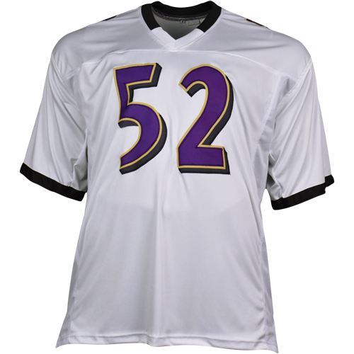 Ray Lewis Autographed/Signed College Style White XL Jersey BAS