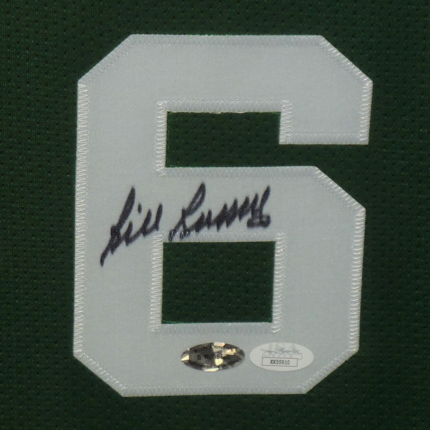 Bill Russell Autographed and Framed Green Boston Celtics Jersey