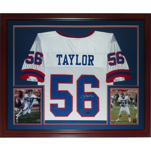 Lawrence Taylor Autographed New York Giants (White #56) Deluxe Framed Jersey - JSA