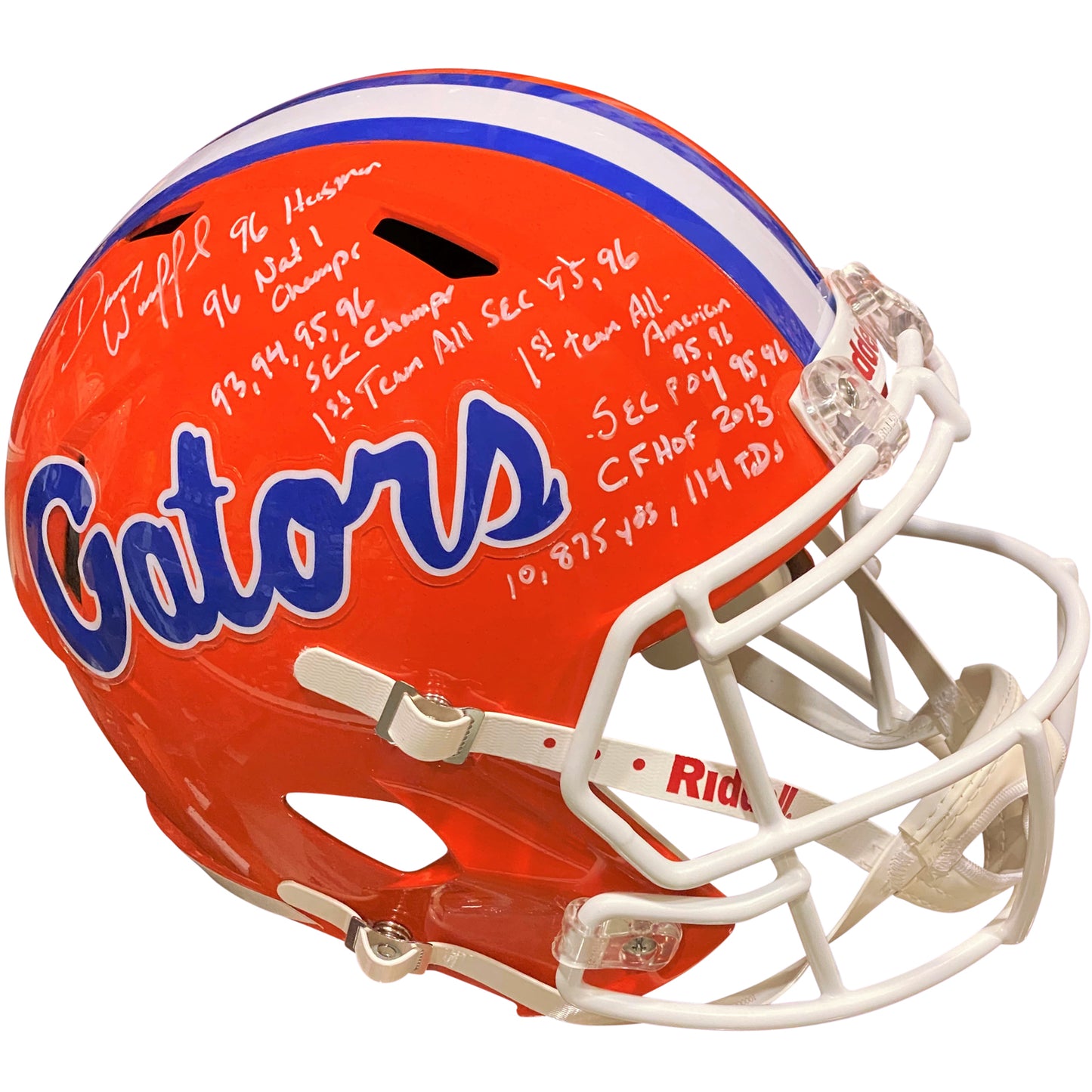 Danny Wuerffel Autographed Florida Gators Deluxe Full-Size Replica Helmet w/ Multiple STAT Inscriptions