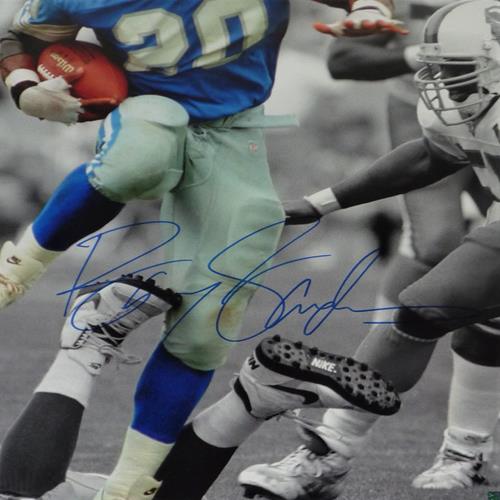 Barry Sanders Autographed and Framed Blue Detroit Lions Jersey