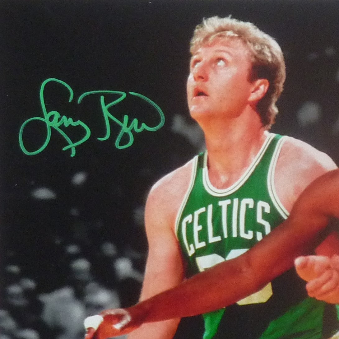 Magic Johnson Larry Bird Autographed 16 x 20 In the Post