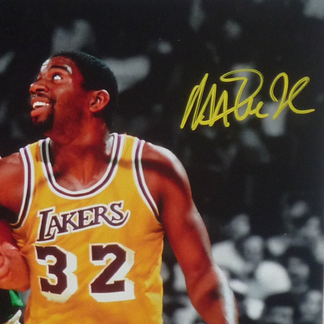 Magic Johnson Larry Bird Autographed 16 x 20 In the Post Photograph
