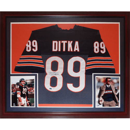 Mike Ditka Autographed Chicago Bears (Blue #89) Deluxe Framed Jersey - PSADNA