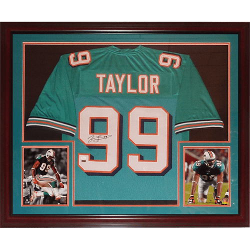 Jason Taylor Autographed Miami Dolphins (Teal #99) Deluxe Framed Jersey - JSA