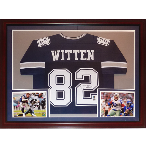 Jason Witten Autographed Dallas Cowboys (Blue #82) Deluxe Framed Jersey - Witten Holo