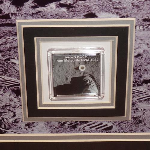 Buzz Aldrin Autographed Apollo 11 Moon Landing (with American Flag) Deluxe  Framed 13x19 Photo with Floating Matted Signature and Genuine Moon Rock - 