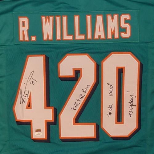 Ricky Williams Autographed Miami (Teal #420) Custom Jersey w