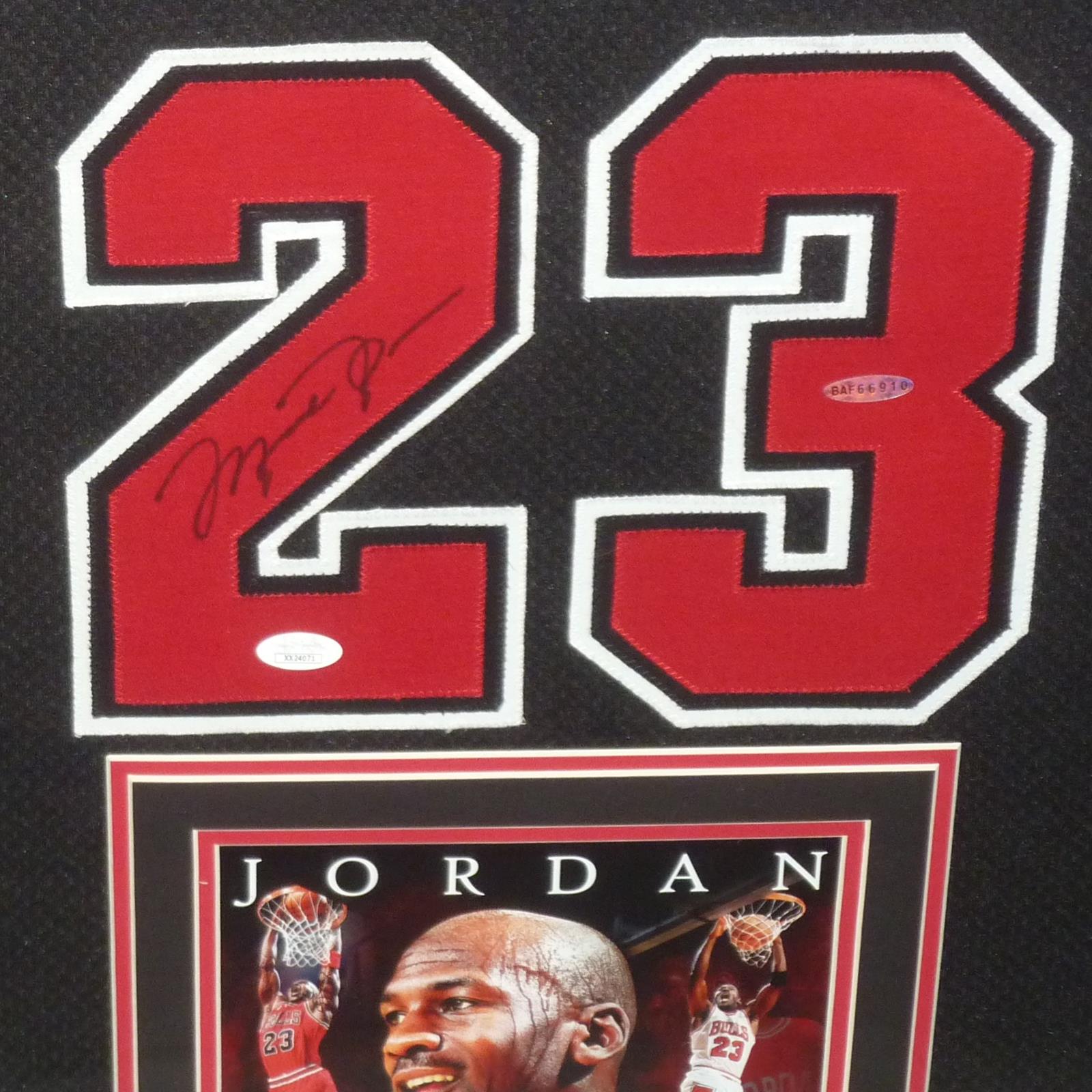 Michael Jordan Autographed Black Pinstripe Bulls Jersey