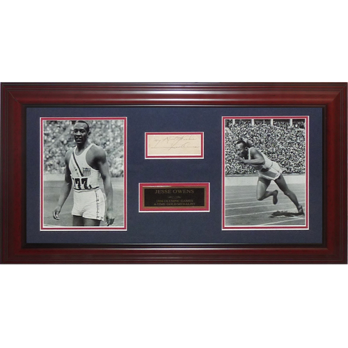 Jesse Owens Autographed USA Track 1936 Olympics Deluxe Framed Tribute Piece - JSA Letter