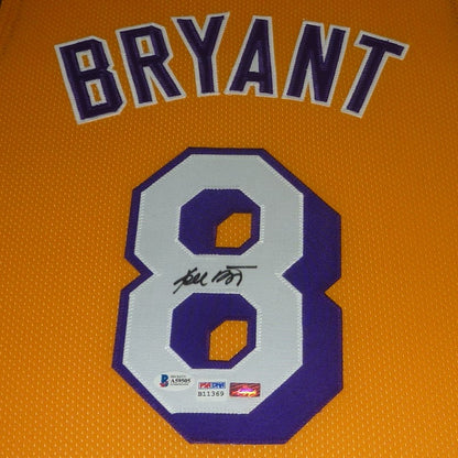 Lot Detail - Kobe Bryant Signed and Framed Los Angeles Lakers #8 Home Jersey  Collage Framed to 34.5x43.5 (PSA/DNA)