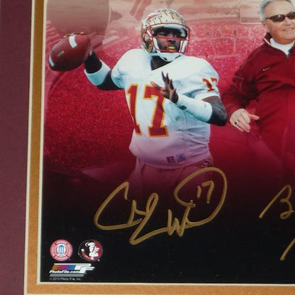 Bobby Bowden, Charlie Ward And Chris Weinke Autographed Florida State FSU Seminoles (Collage) Framed 8x10 Photo