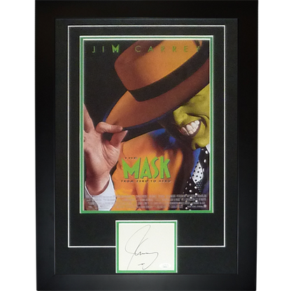 The Mask 11x17 Movie Poster Deluxe Framed with Jim Carrey Autograph - JSA