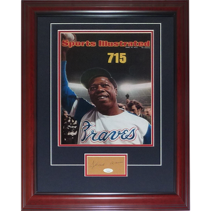 Hank Aaron Autographed and Framed White Braves Jersey
