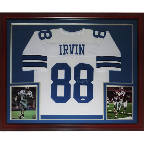 Michael Irvin Autographed Dallas Cowboys (White #88) Deluxe Framed Jersey - Beckett