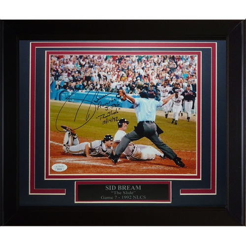 Sid Bream Autographed Atlanta Braves (NLCS Slide) Framed 8x10