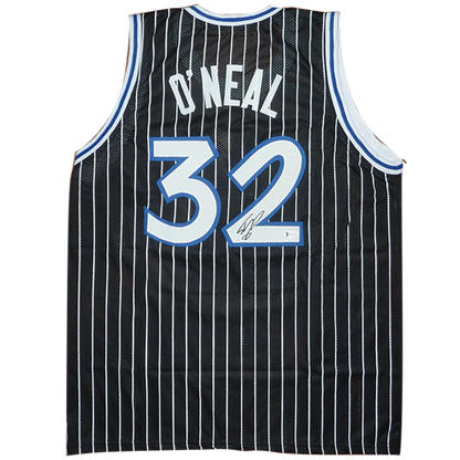 Shaquille O'Neal Orlando Magic Autographed Mitchell & Ness Black Pinstripe  Replica Jersey